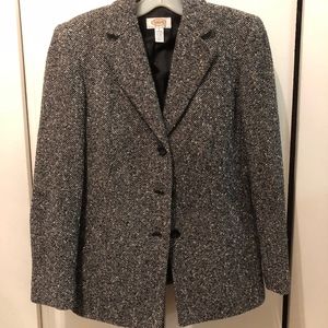 Black and White Tweed Boyfriend Blazer 6P